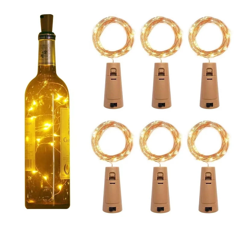 

12Pcs 2M 20leds Wine Bottle Cork String Lights Led Fairy Lights Wedding Party Decoration Garland Lamp Screw Free Installation