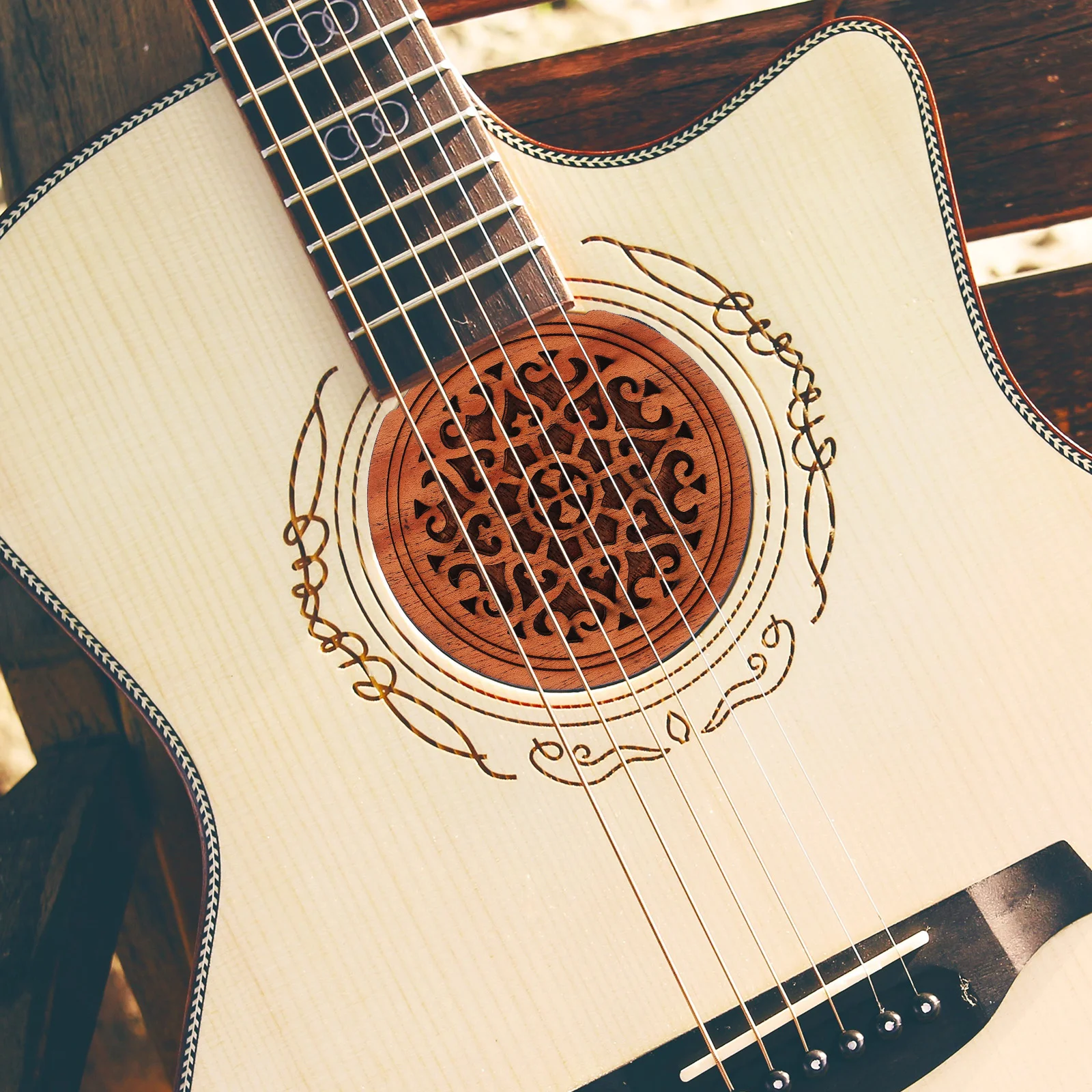 Guitar Sound Hole Cover Electric Accessories Accessory Wood Soundhole Covers Guitars Feedback Buffer Resonator Parts Wooden