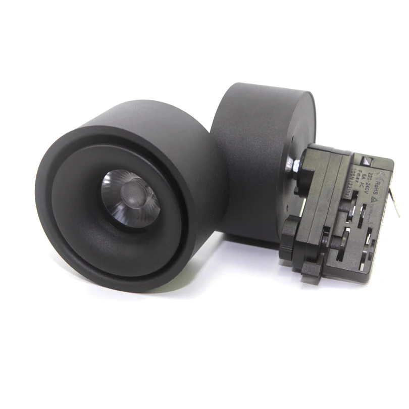 luz de trilha led com corpo preto e branco lampadas ferroviarias holofotes fios fases 15w 20w cob ac 85265v 01