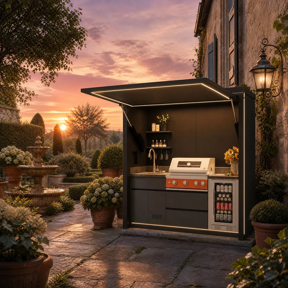 Hot Selling Customized Portable Modular Outdoor Kitchen Cabinet Big BBQ Island Adjustable Height Outdoor Gas Grill BBQ Island