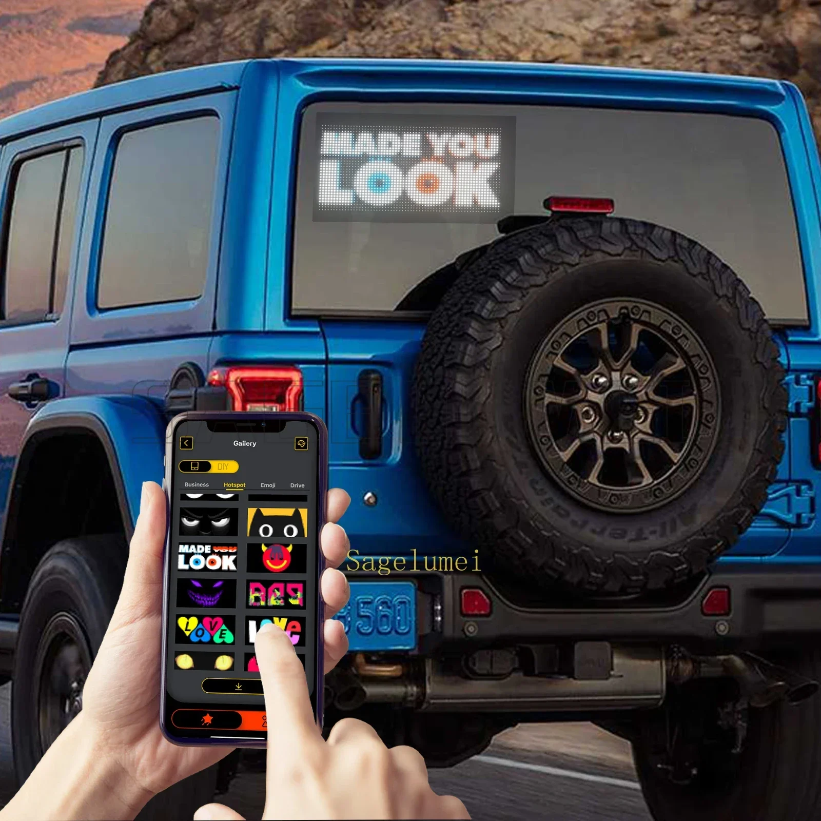 Dupla fileira rolagem diabo olhos luz carros colorido lâmpada de olho tela macia para janelas do carro grande programável flexível tela led