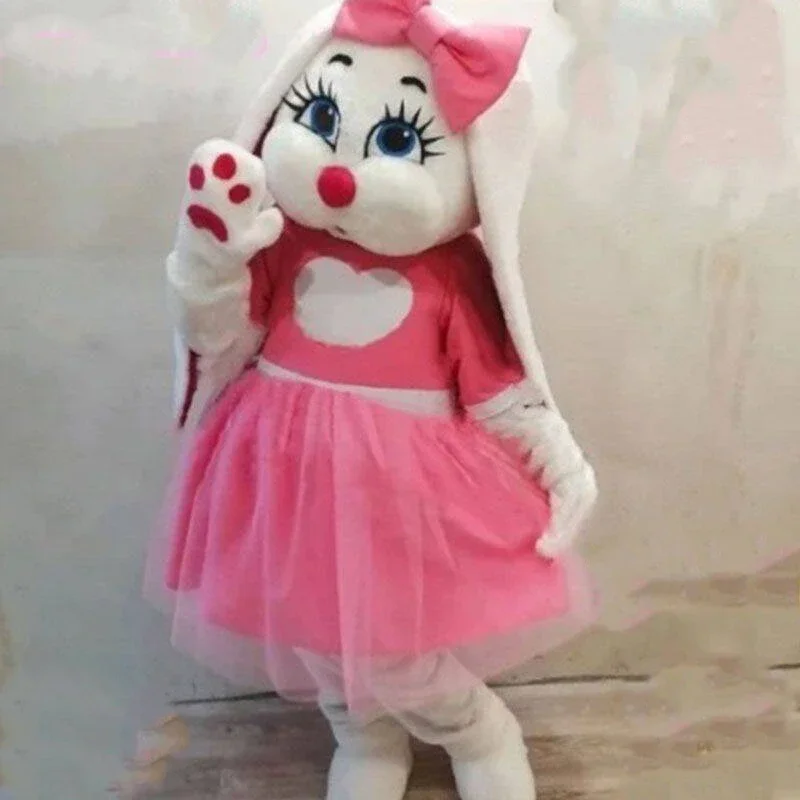 

Новый милый кролик, розовый костюм куклы с длинными ушками, мультяшный реквизит, костюм для выступлений, комплект