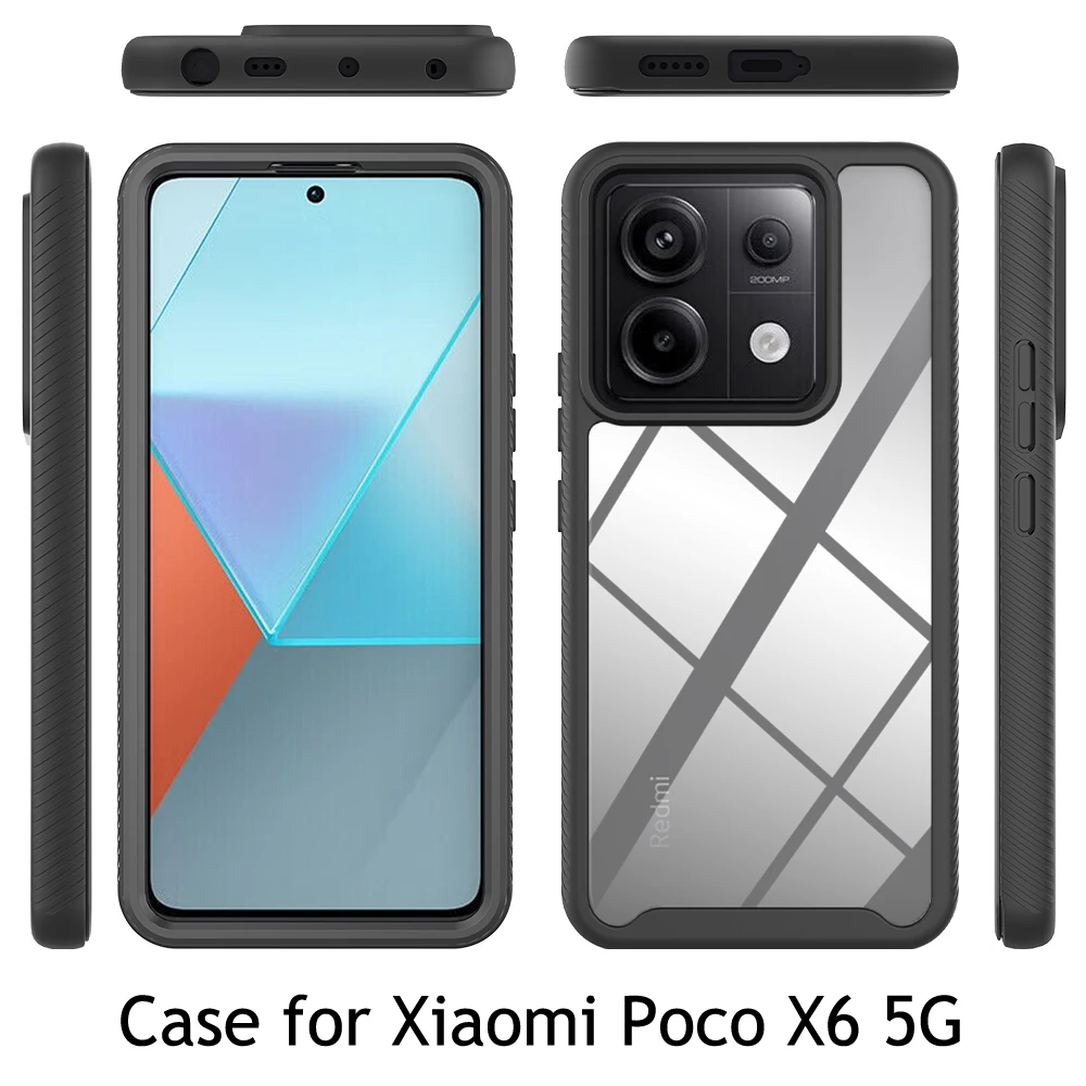 

Чехол для телефона Poco X6 X5 M5s X3 Nfc 360 Защитная передняя задняя панель Xiaomi Poco X4 Pro 5g Crystal Case Funda C65 M4 6 3X4 5 M Bu