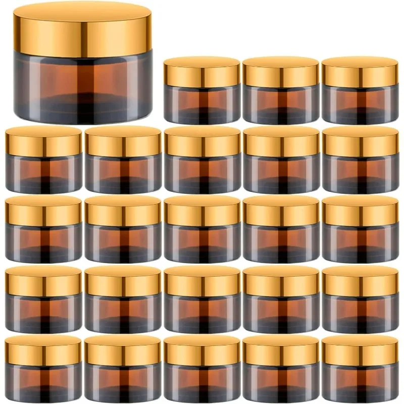 

Empty Brown Glass Jar with Gold Lid Empty Refillable Cosmetic Container Bottles for Eye Face Cream Foundation Lotion Containers