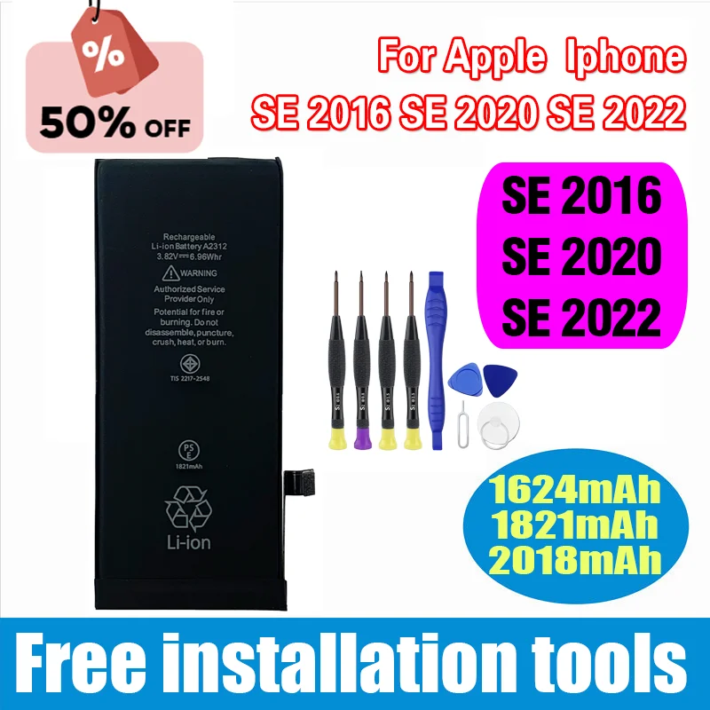 

High-Quality Battery for iPhone SE2, SE 2020, SE 2022, Replacement Batteria, Free Tools, New