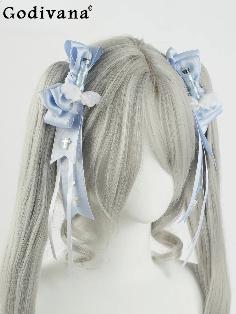 

Girly Bow Ribbon Lolita Hair Clip 2024 Summer New Fashion Japanese Sweet Y2k Kawaii Hairpin Women Hair Accessoires