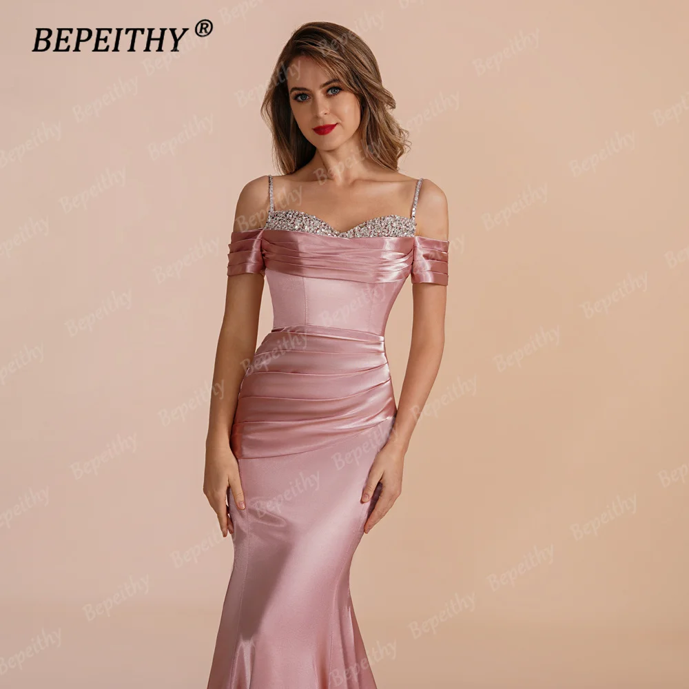 BEPEITHY Customized Sweetheart Special Occasion Formal Evening Dresses 2023 Short Sleeves Beading Mermaid Party Prom Gown Women