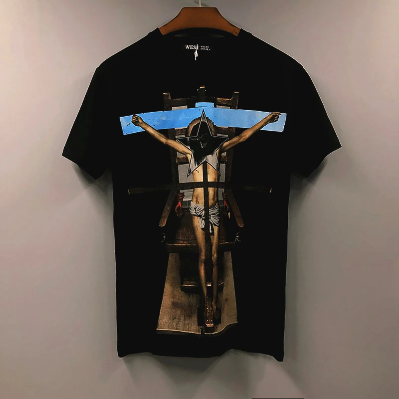 Fashion brand y2k top Cross Jesus God Street Band Rock Free Hip Hop Women's Men's T-shirt top Comfortable pure cotton gothic