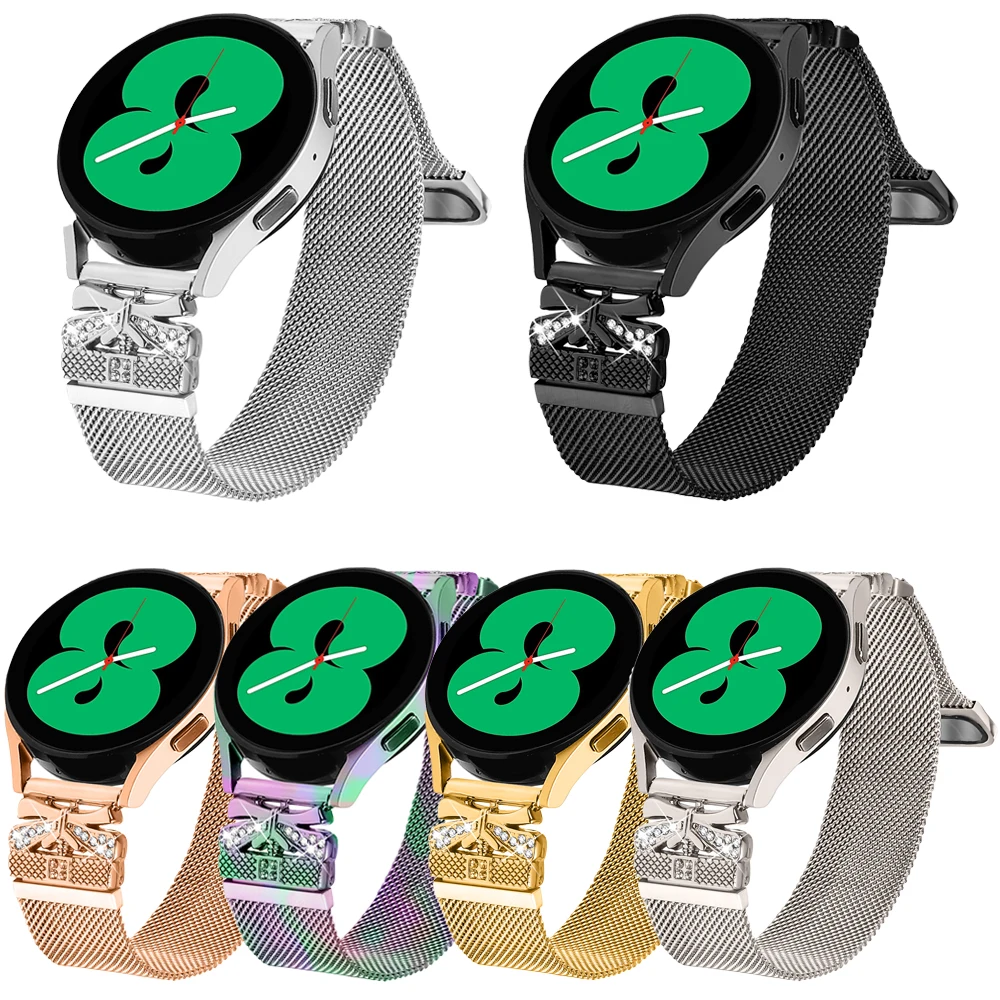 Ремешок из нержавеющей стали Milan 20 мм для Samsung Galaxy Watch 7/6/5/4 44/40 мм, универсальный ремешок-браслет для часов Huawei GT 2-2e-pro