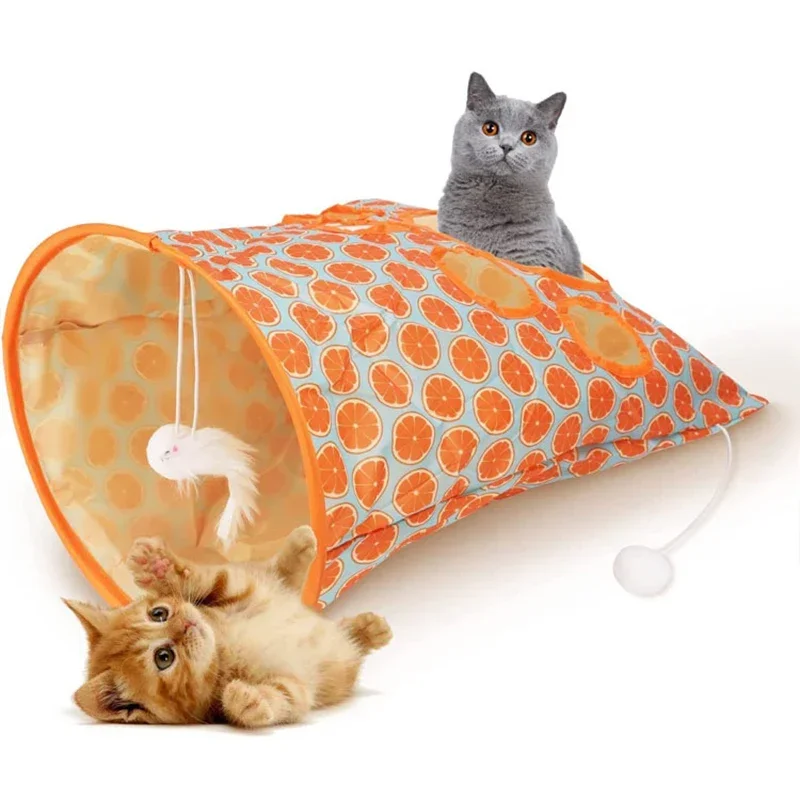 1PC Foldable Cat Tunnel With Noisy Paper, Rolling Ground Dragon, Zhiyi  Toy,  Diamond Bag Interactive Cat Tunnel Toy