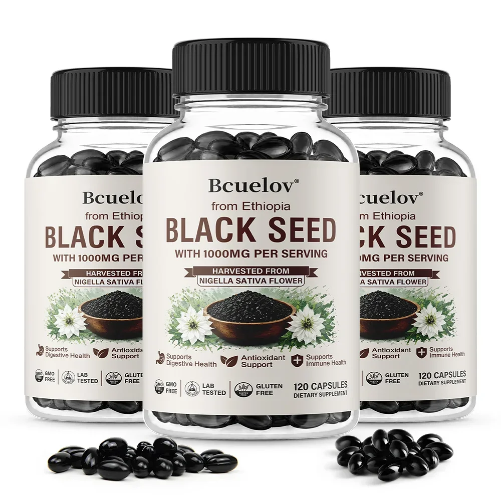 Ethiopian Black Seed Softgels 1000mg – Premium Nigella Sativa Seed Oil Supplement, Digestive & Immune Support Formula