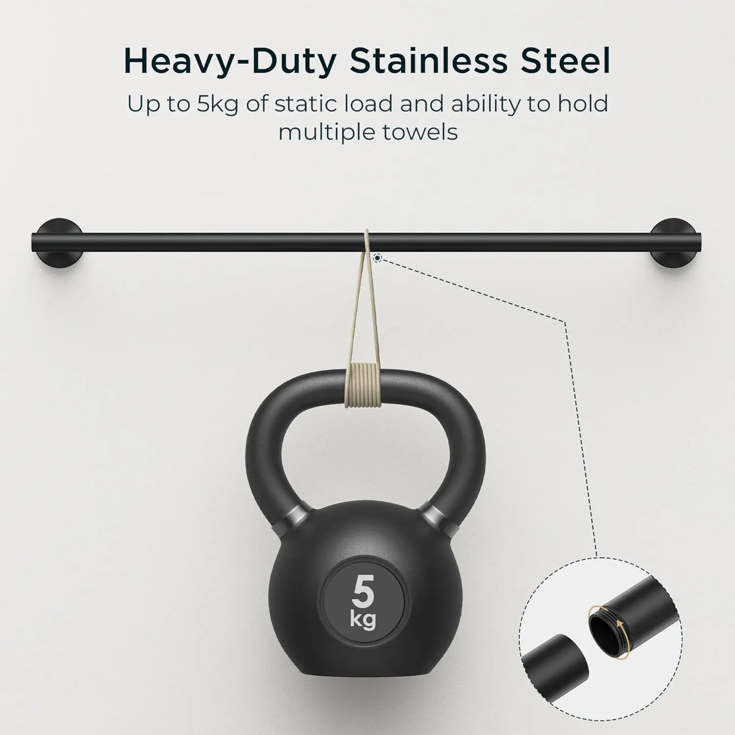 مجموعة إكسسوارات أجهزة الحمام، مجموعة قضبان المناشف من الفولاذ المقاوم للصدأ SUS304 مقاس 24 بوصة، حامل رفوف المناشف الحديثة للحمام #3