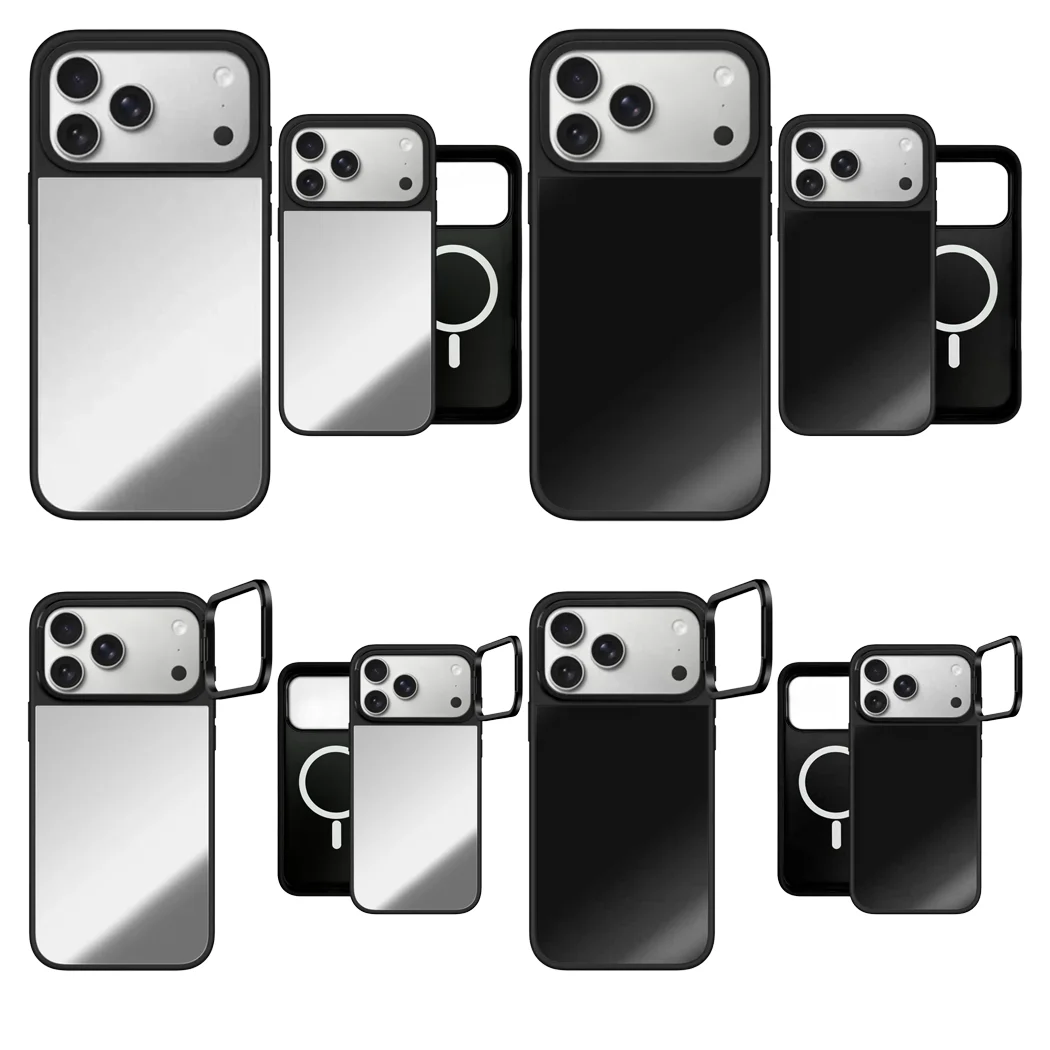 

Concise Style No Pattern Camera Ring Stand Mirror Surface Magnetic Case: Compatible with IPhone 17 16 15 14 Pro Max 17Pro Cover