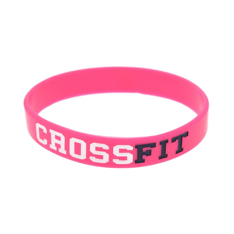 1 PC Crossfit Silicone Wristband 1/2 Inch Wide Sport Bracelet Jewelry Bangles for Women and Men 4 Colors