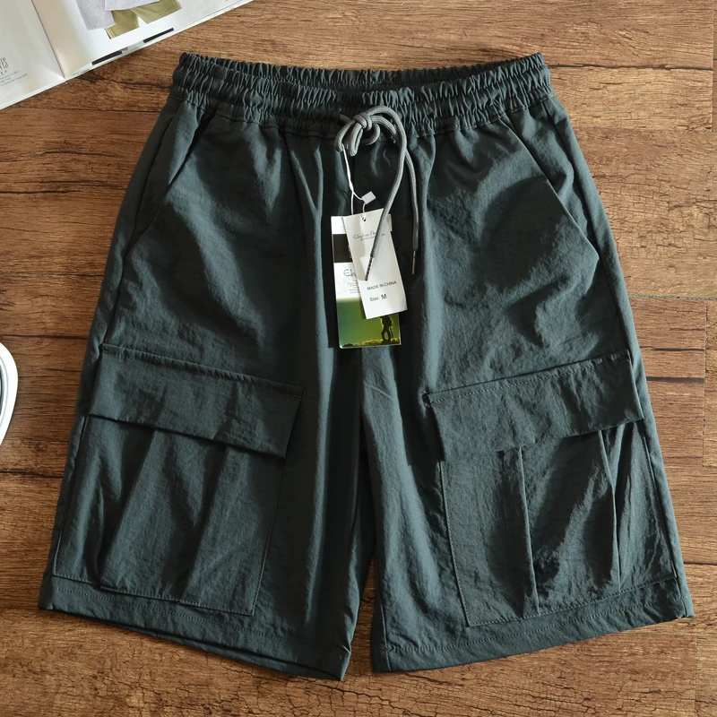 Men's Outdoor Casual Shorts Multi Pockets Windproof Summer Cargo Shorts Plus Size Loose Knee Length Hiking Shorts