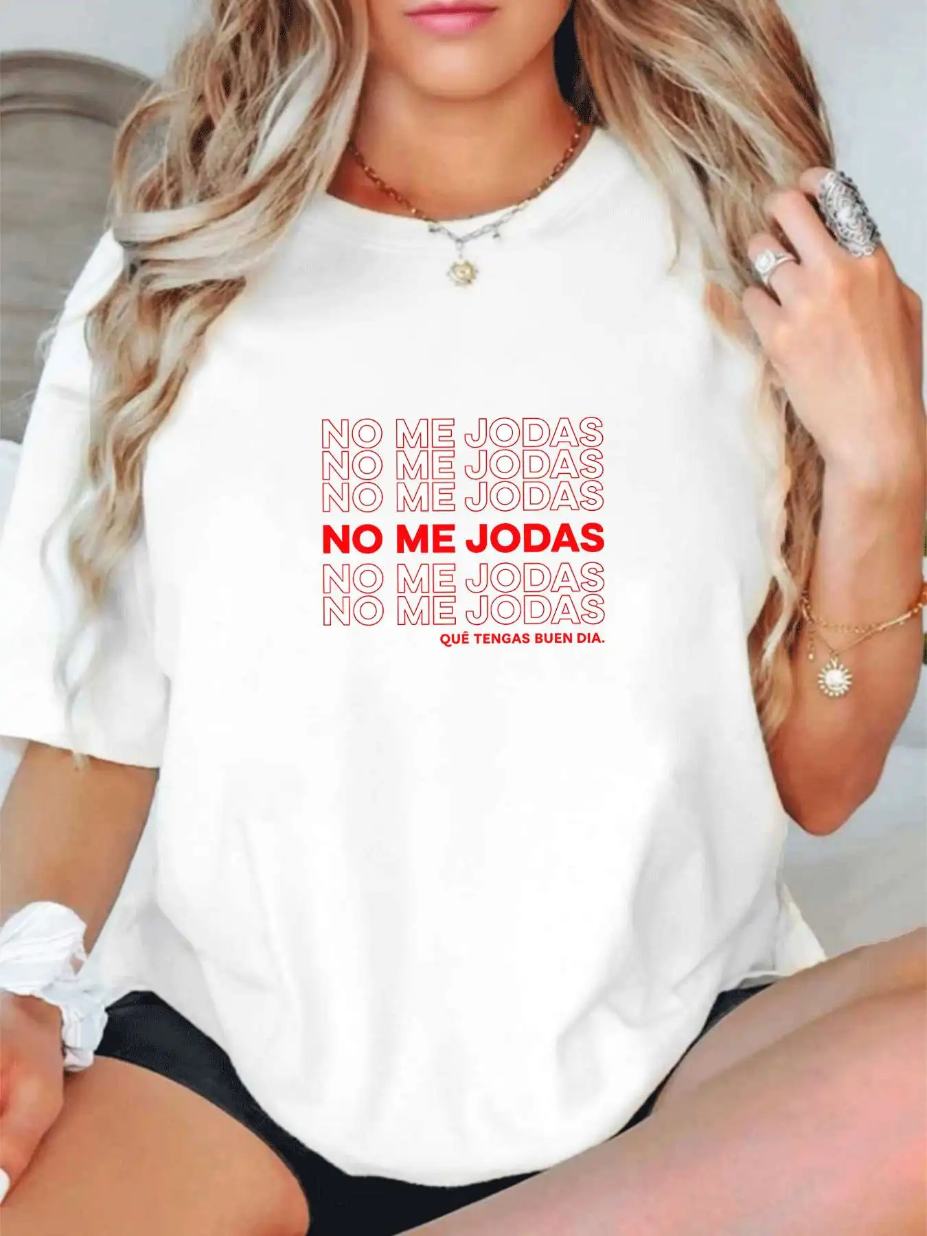 

【1144155】 Женская футболка больших размеров с круглым вырезом и короткими рукавами, эластичными половинными рукавами и модными принтами