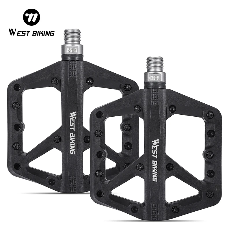 WEST BIKING MTB Pedals Mountain Bike Pedals 2 Bearing Non-Slip Lightweight Nylon Fiber Bicycle Platform Pedals for BMX Bike