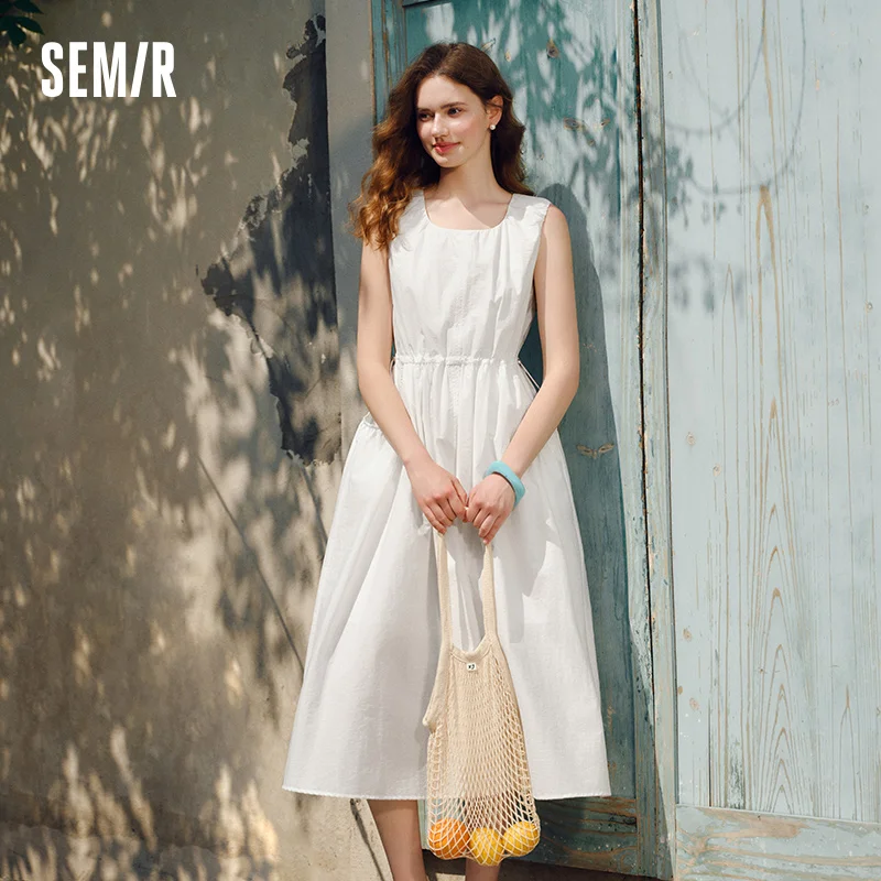 Semir Dress Women Solid Color Sleeveless Long Dress Casual Gentle Fashionable 2025 New Summer Vest Dress Elegant