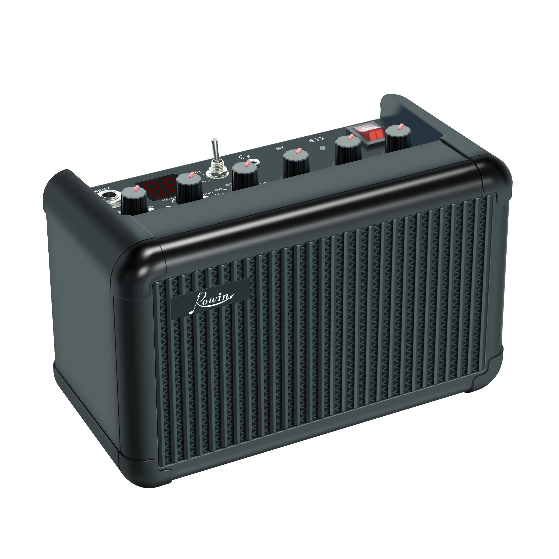 Rowin Mini Bass Guitar Multi-Purpose Amplifier with Multi-Effects, Delay, Reverb, Echo, Flanger, Bluetooth Connectivity PE-10