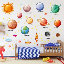 Creative Children's Room Star Planet Space Wall Decorative Sticker PVC Stickers for Kids Room Grow Up Chart Wall Decals Mural