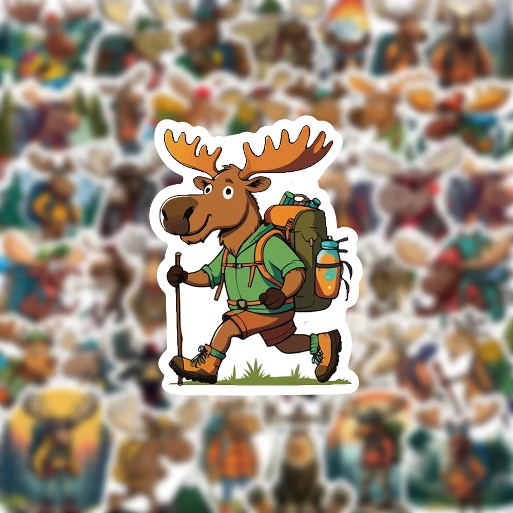 54 Uds. Pegatinas de grafiti de viajero de alce, calcomanía de viñetas de animales bonitas, cuaderno, teléfono, guitarra, monopatín, nevera, taza, juguetes clásicos para niños