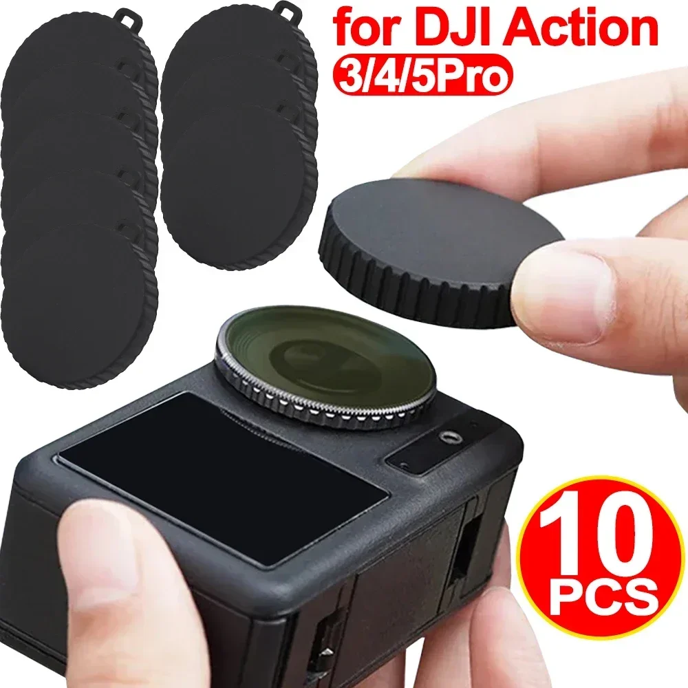 10-1PCS Camera Lens Protective Caps for DJI Osmo Action 3 4 5 Pro Non Slip Silicone Dust-proof Cameras Cover for DJI Action 5Pro