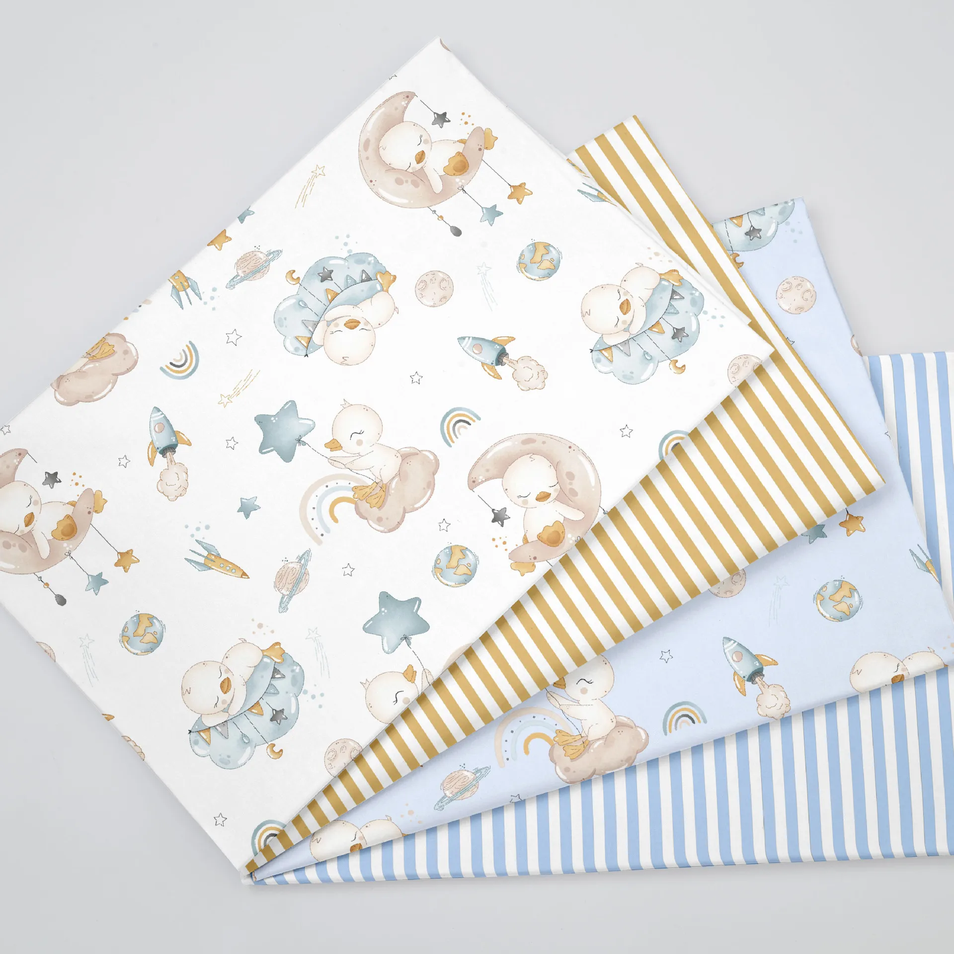 Tela de Algodón con Estampado de Patito Aéreo, 160*50cm, para Manualidades, Patchwork, Costura, Vestidos de Bebé, Tela para Quilting