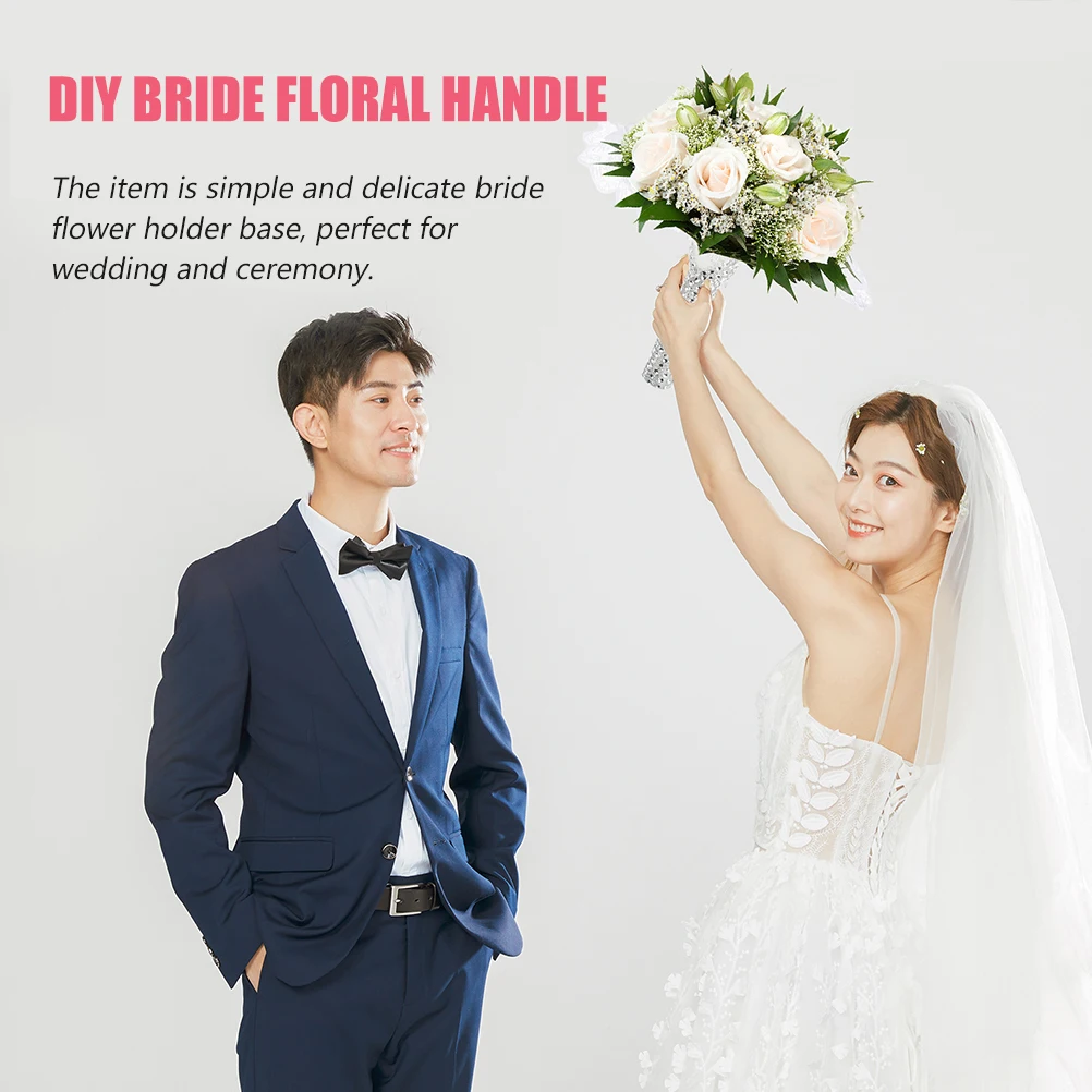

2Pcs Wedding Bridal Bouquet Holder DIY Foam Flower Arrangement Base for Bride Party Decoration Artificial Flowers