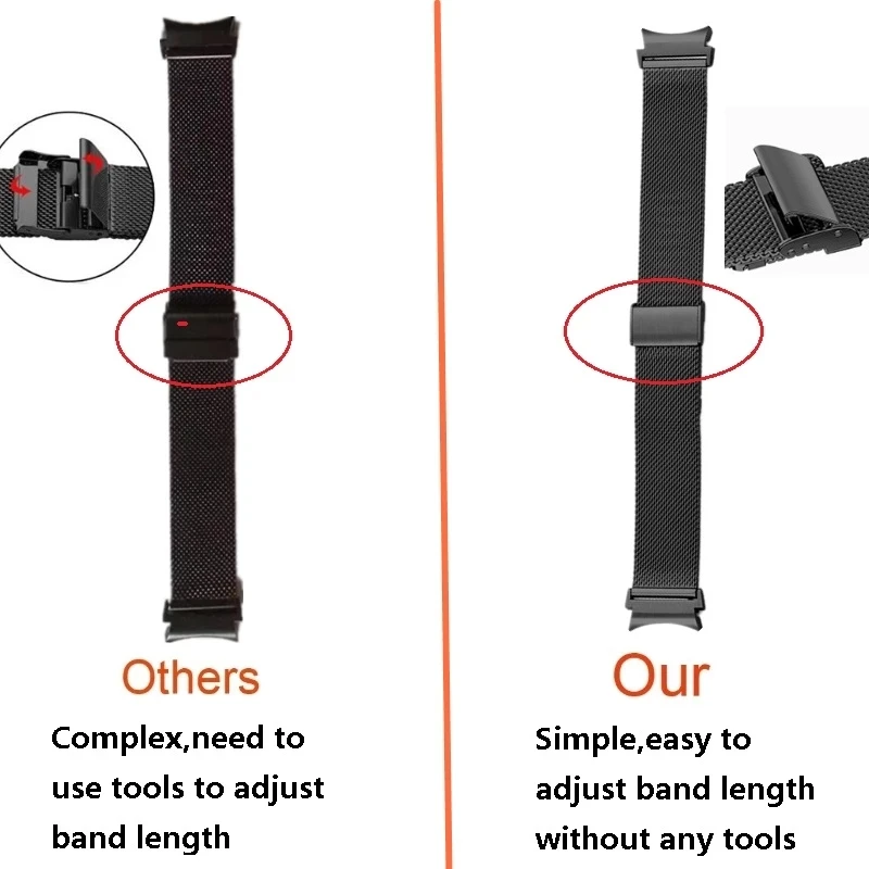 ไม่มีช่องว่าง Milanese สําหรับ Samsung Galaxy Watch 5 Pro 45 มม./4 คลาสสิก 42 มม.46 มม.ตาข่ายโลหะสําหรับ Galaxy Watch 5/4 40 มม./44 มม.