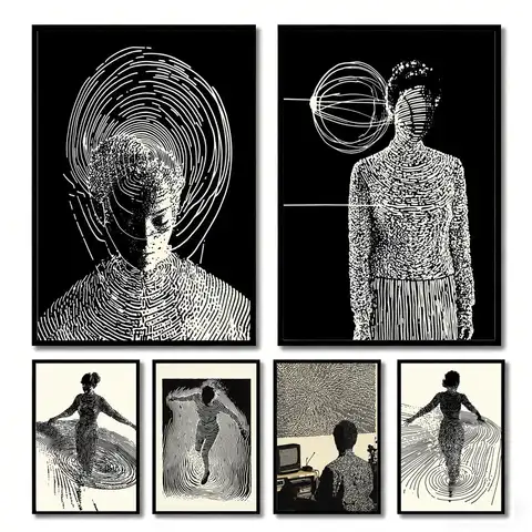 Black and white line art nevernow Painting Calligraphy Canvas Poster Wall Art Aesthetic Home Decoration for Living Room