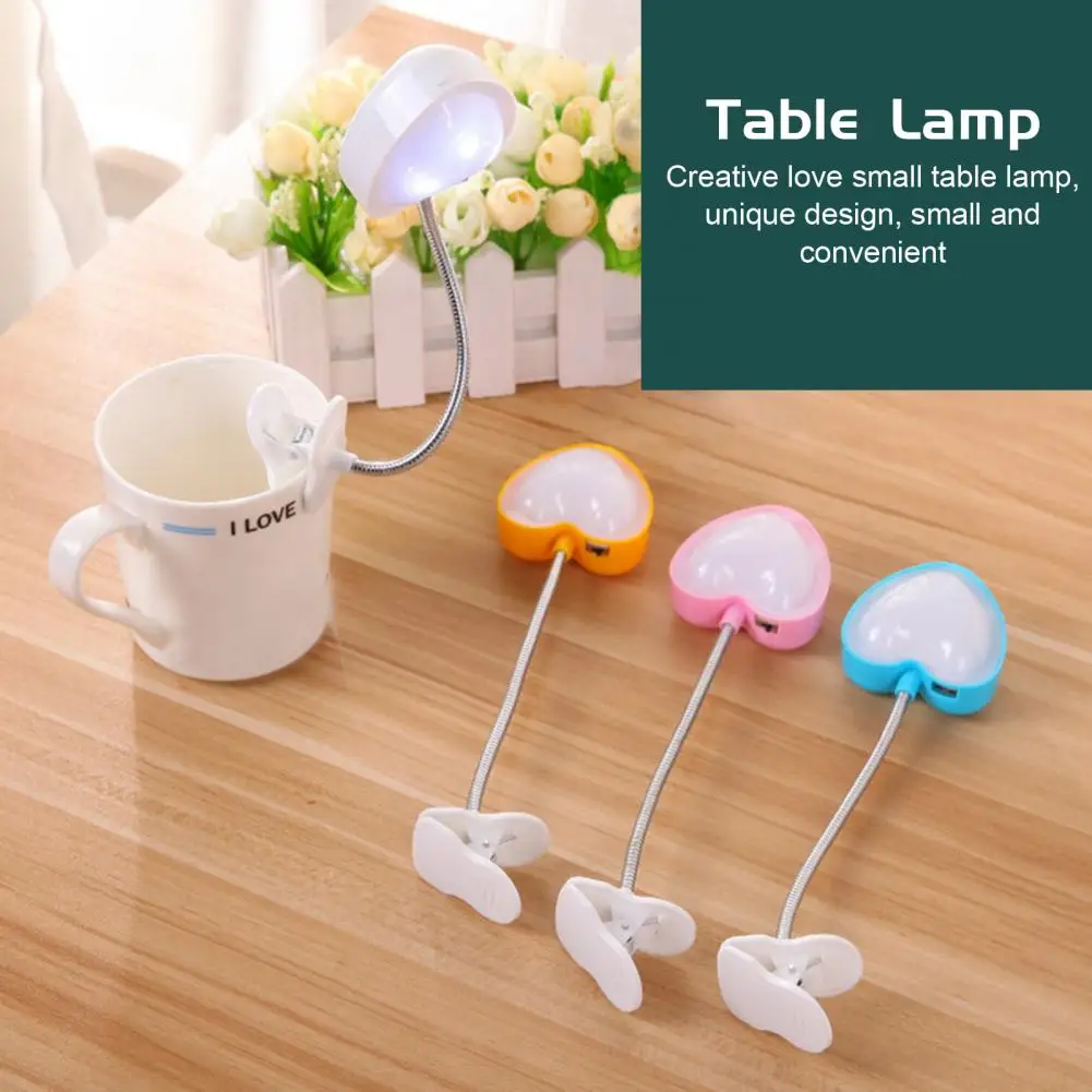 Practical Desk Night Light Energy-saving Wide Application Eco-friendly LED Love Heart Desk Bedside Reading Lamp