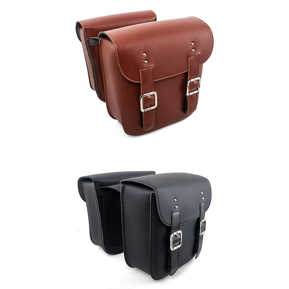 

Motorcycle Side Bags Waterproof Universal Saddlebags Leather Tail Bag Luggage Pouch for Harley Honda Rebel 1100