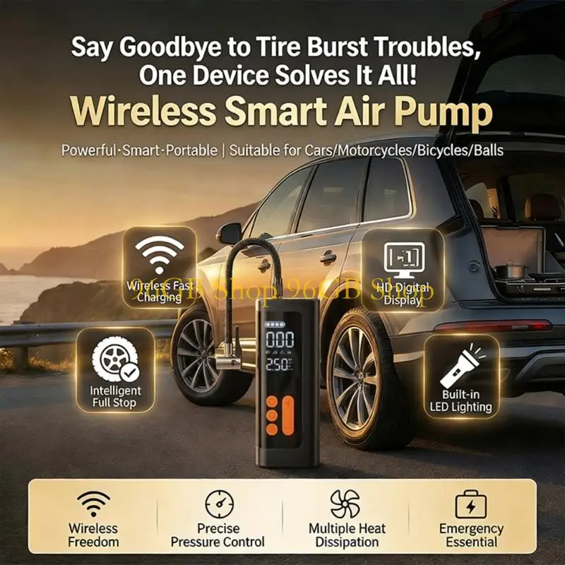 

96 ГБ, универсальные насосы для быстрой накачки для внедорожников, седанов, грузовиков, мотоциклов, шариковые беспроводные