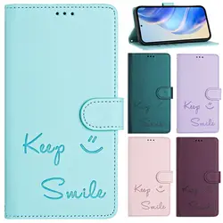 Phone Case for Funda Samsung Galaxy S24 Ultra S23 FE S22 S21 Plus S20 S10 S10E S9 S8 S7 S6 Cases Smile Leather Wallet Flip Cover