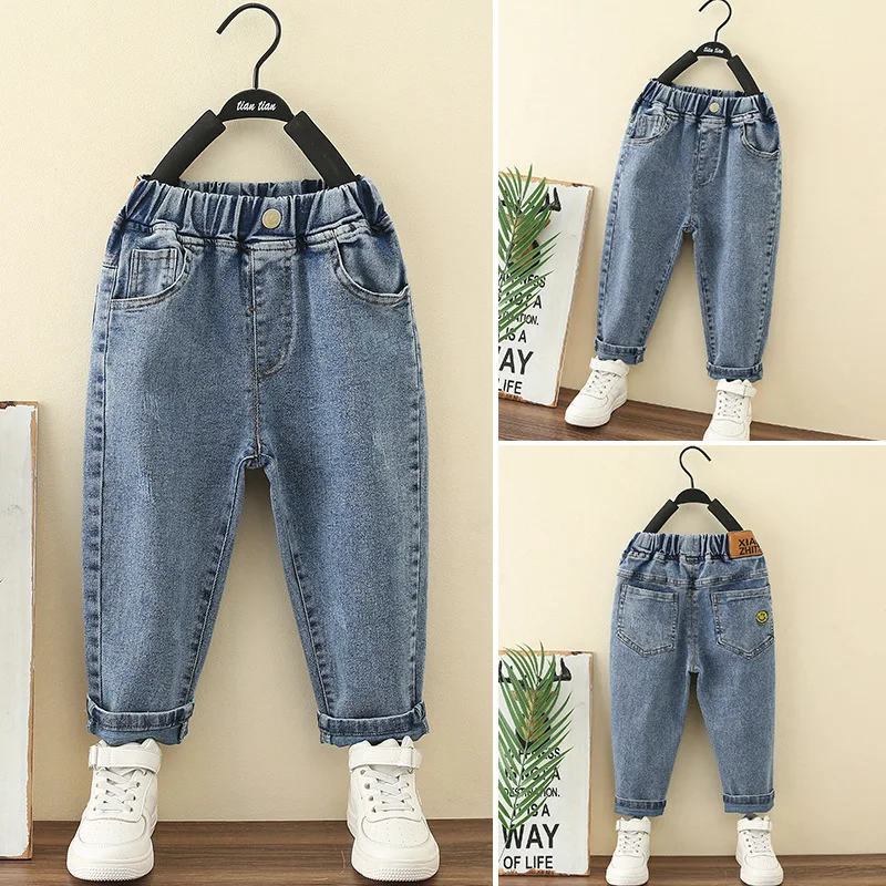 Kids Boys Jeans Fashion Clothes Classic Denim Pants Children Straight Pants Baby Boy Casual Bowboy Long Trousers 2-7 Years