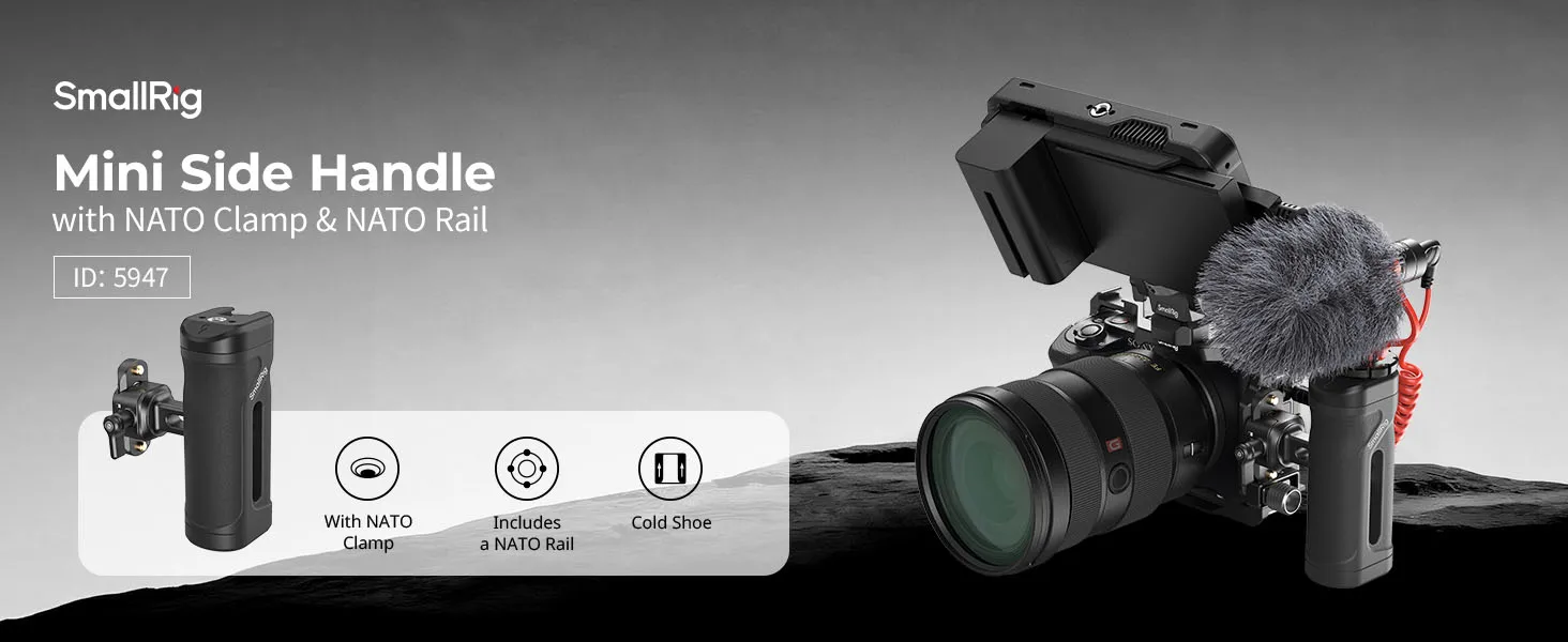 SmallRig Mini-Seitengriff mit NATO-Klemme für Kamerakäfige, kann Magic Arms, Mikrofone, Monitorhalterungen, Lichter montieren 5947 – Detail 1