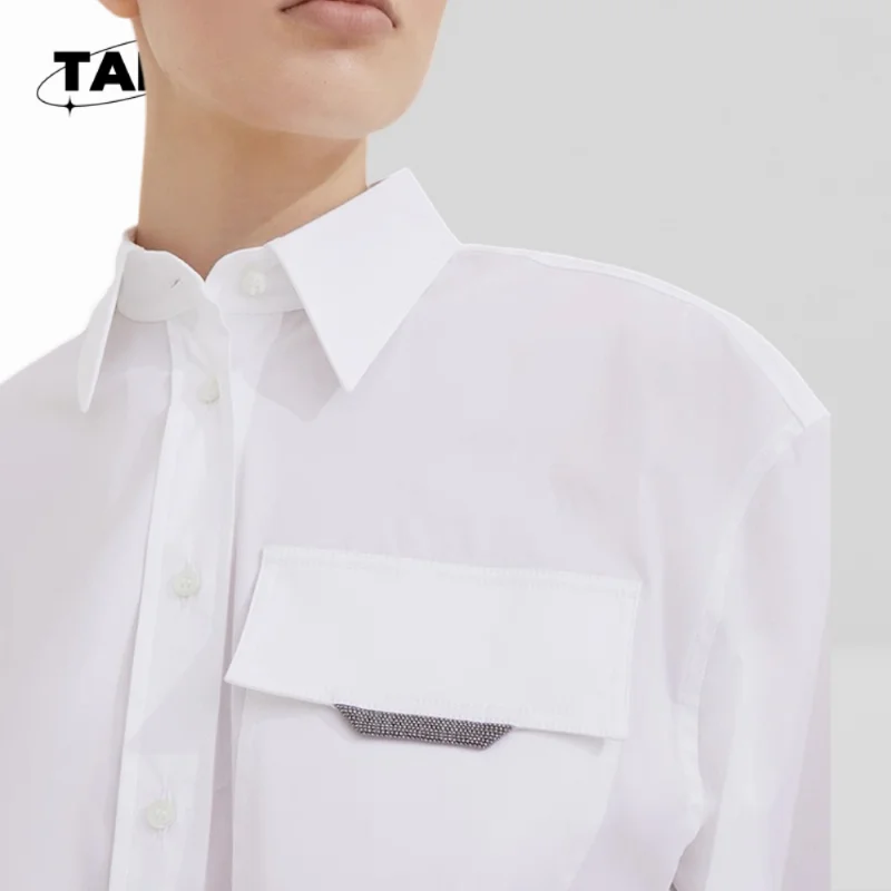 المرأة عالية منخفضة قميص فضفاض القطن الكتان بلوزة المرأة كشكش طوق قميص مكتب كم طويل بلوزة AH0139