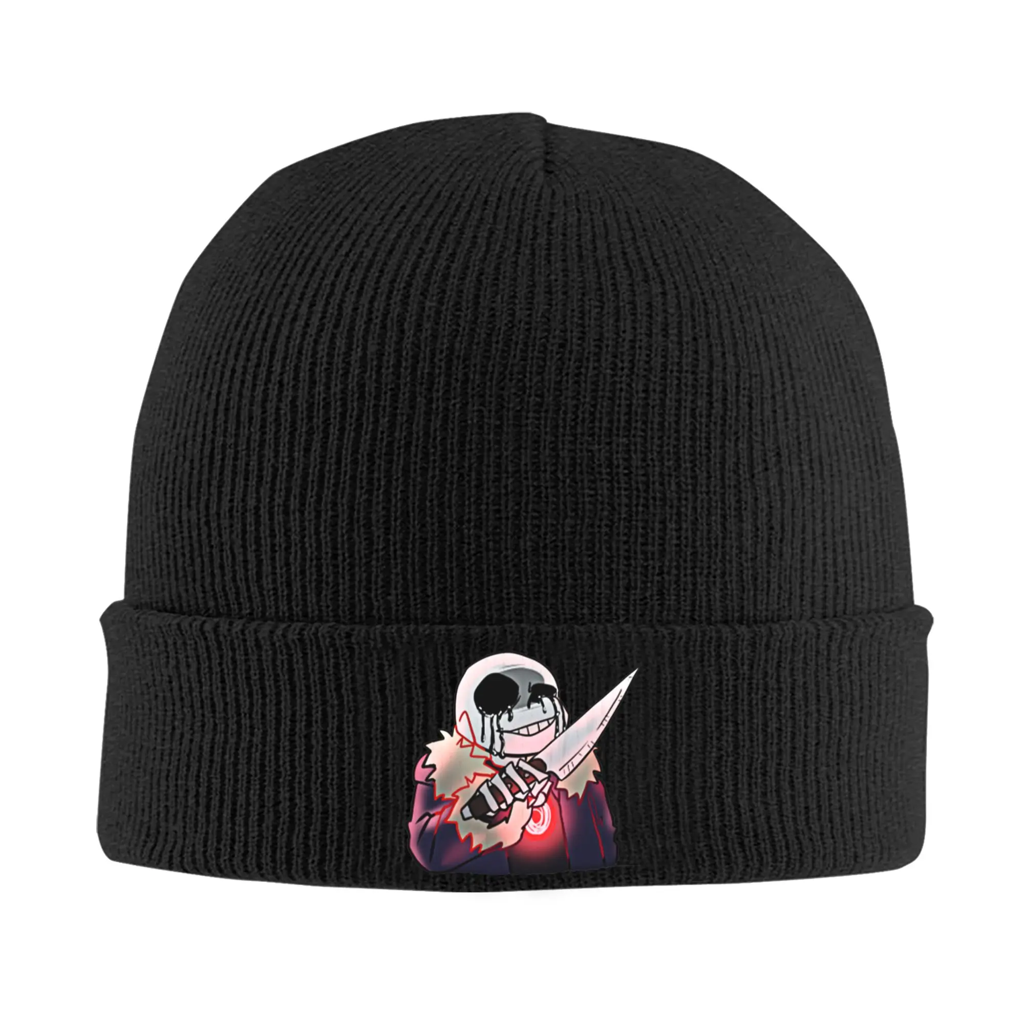 Custom Killer Sans Beanie Cap Unisex Winter Warm Bonnet Femme Knitting Hat Street Outdoor Undertale Game Skullies Beanies Caps