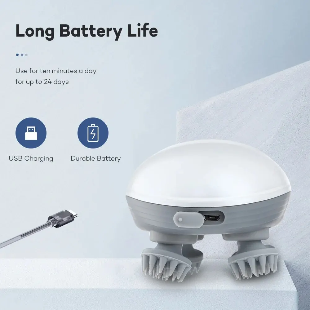 Electric Head Scalp Massager for Hair Growth Stress Relax with 4 Massage Heads Body Massager Relax Shoulder Neck Portability