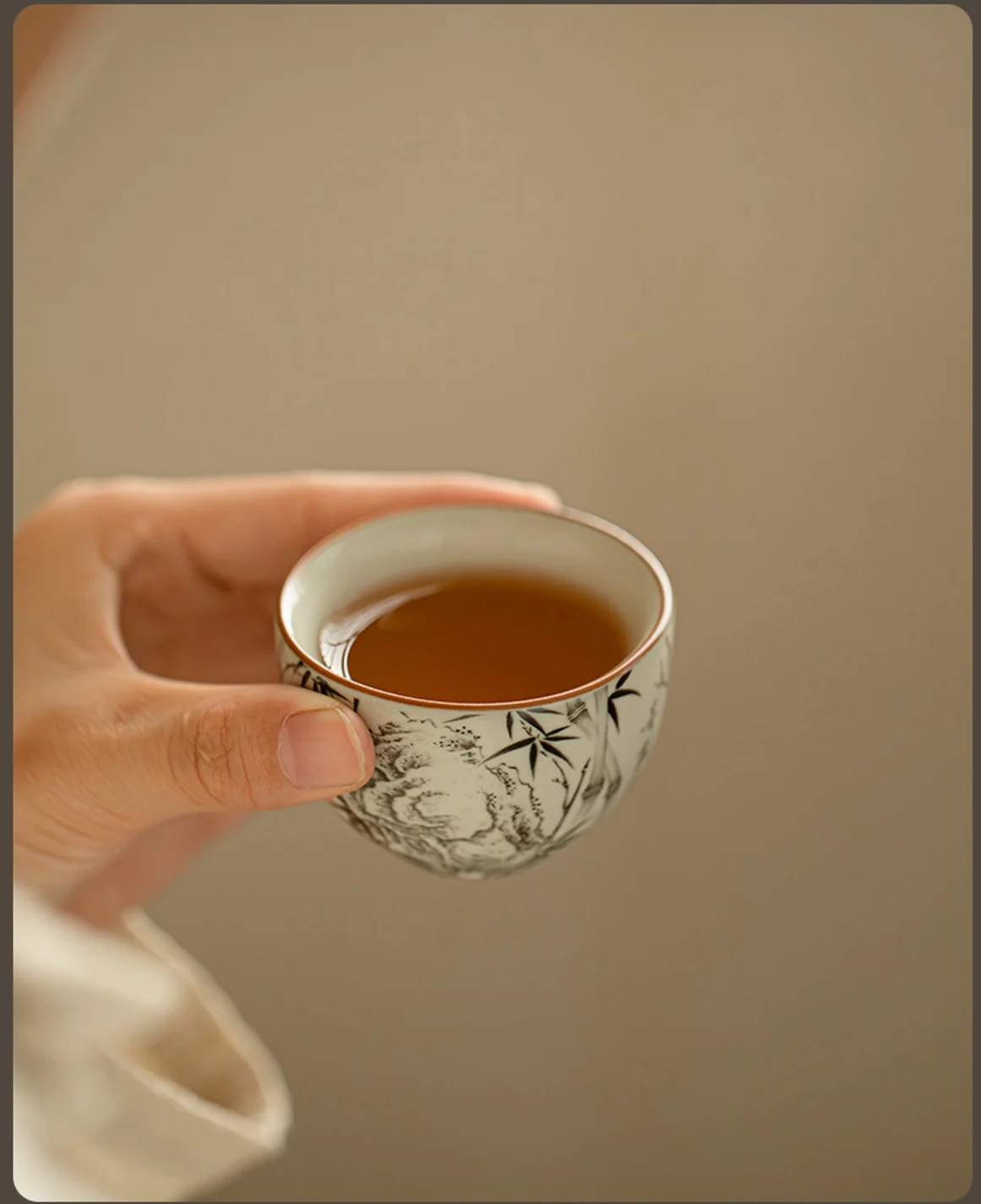 Bamboo Crackle Glaze Teacup Ceramic Tea Cup Master Kung Fu Guest Cup Gift