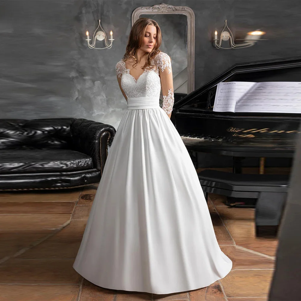 

Wedding Dress Sweetheart Neck A-Line Half Sleeve Lace Appliqué Bride Gown Bridal Dress for Wedding Party vestido de novia boda