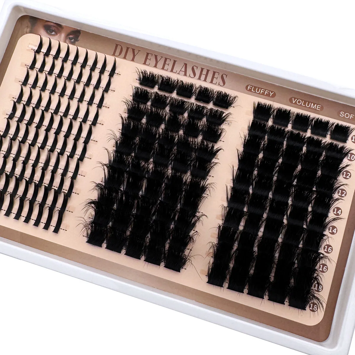 300D-60DLash Clusters With Spikes & Bottom Lashes Fluffy Volume Manga Natural Spiky Cluster Manga Lash D Curl Individual Lashes