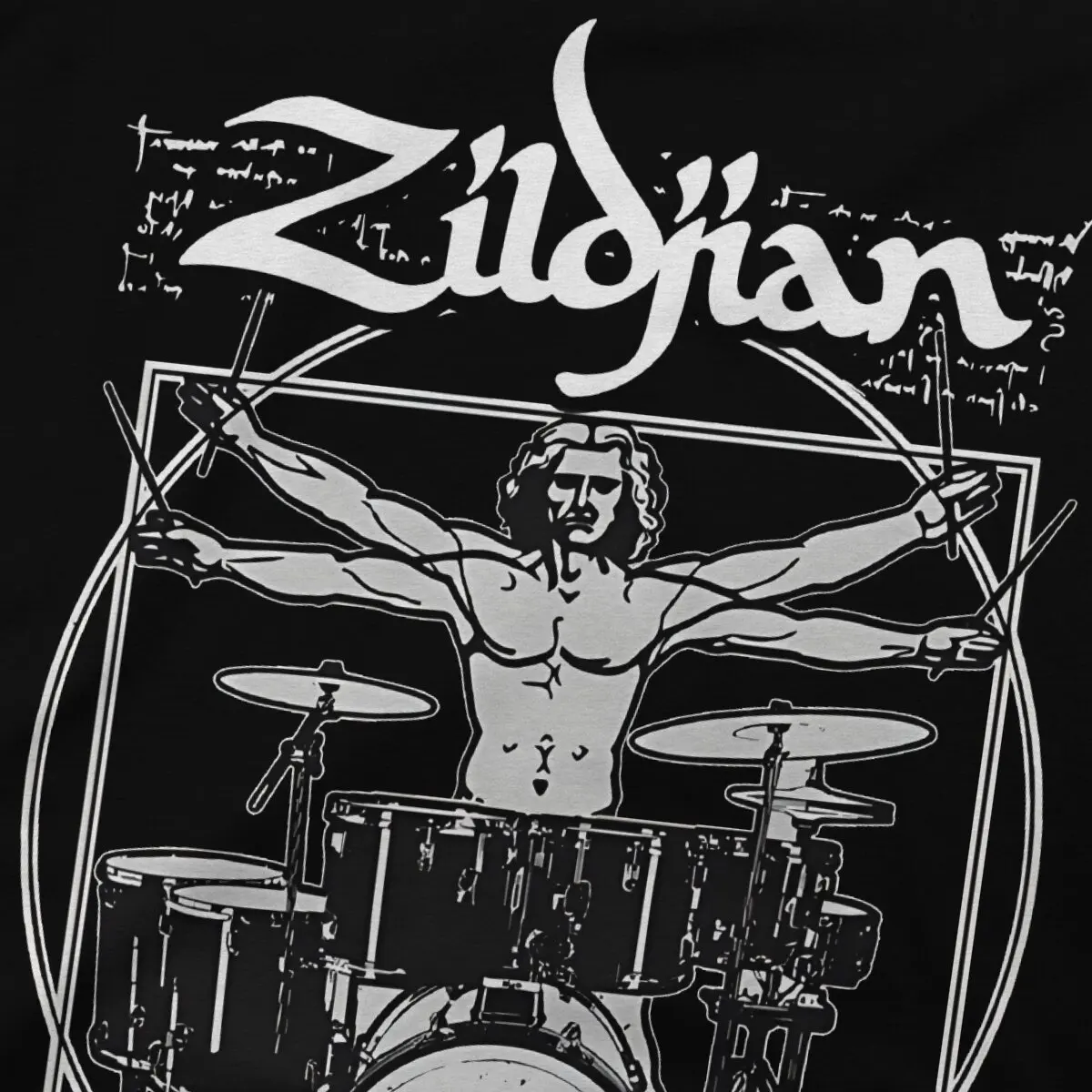 Zildjian Man TShirt VITRUVIAN MAN ZILDJIAN Distinctive T Shirt Harajuku Streetwear Hipster