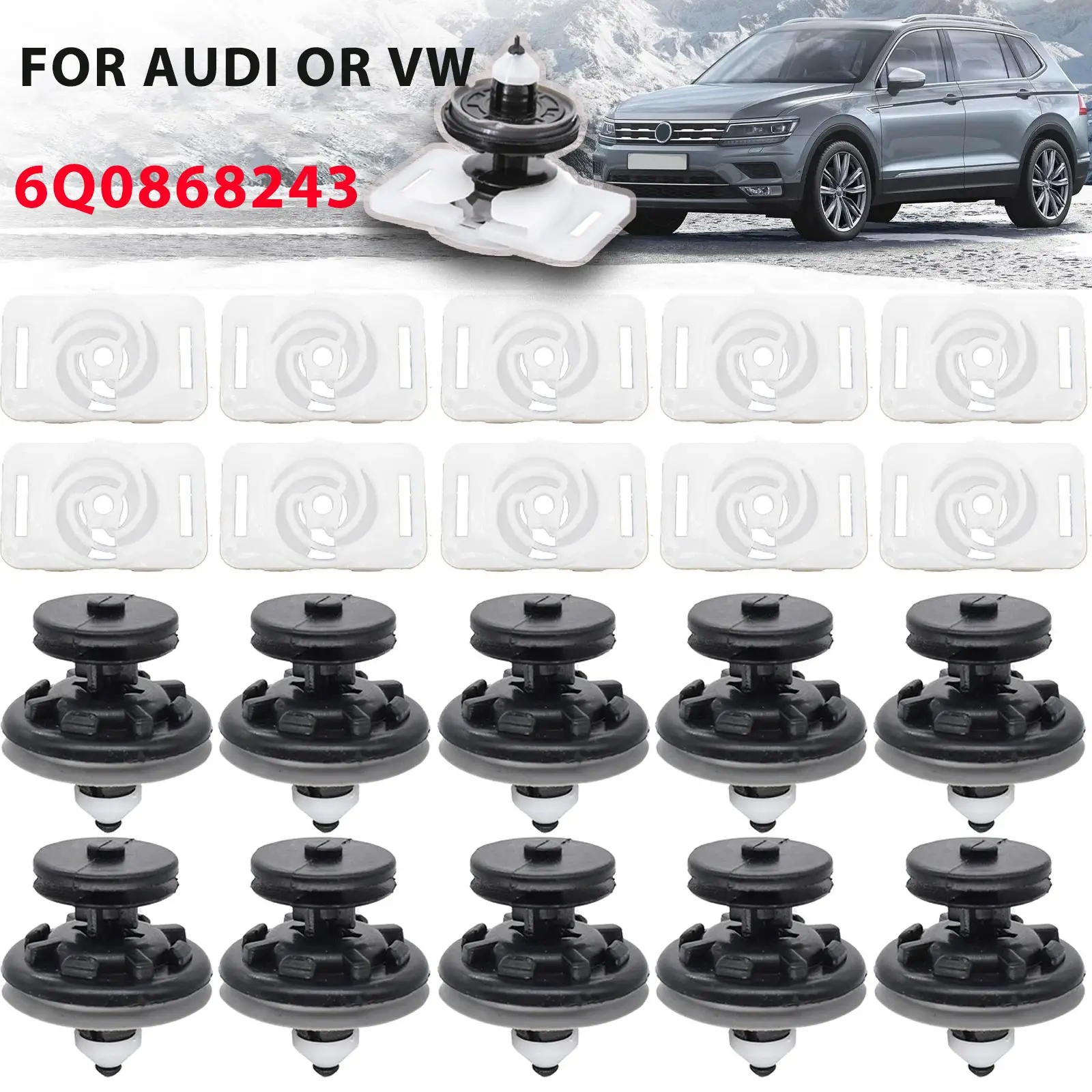 10set Car Door Card Interior Trim Panel Clips For VW Touran Tiguan Golf 5/6 Passat Jetta CC Polo Caddy For Audi TT Mk2 6Q0868243