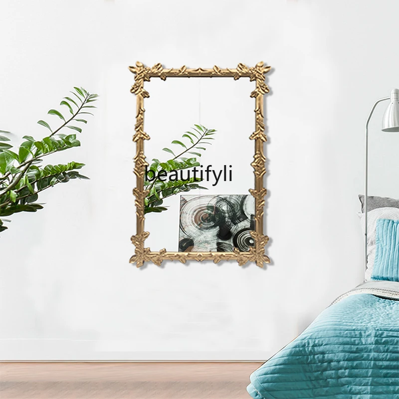 French retro bathroom mirror wall hanging wall makeup mirror wall entrance decorative mirror