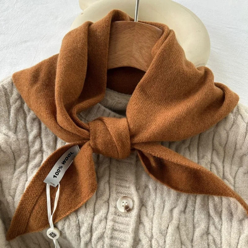 

100% шерстяной вязаный треугольный шарф, шаль, женский осенне-зимний модный универсальный теплый шарф, женский роскошный шарф