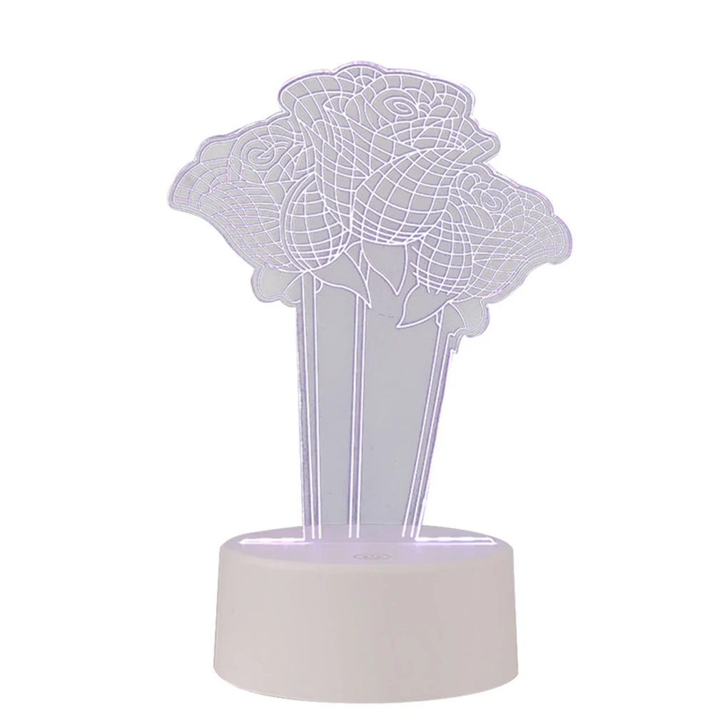 

3D Night Creative Lamp Rose Shape LED Touch Bedside 3D Night Light Decorative Home Decor Gifts Bedroom Living Room