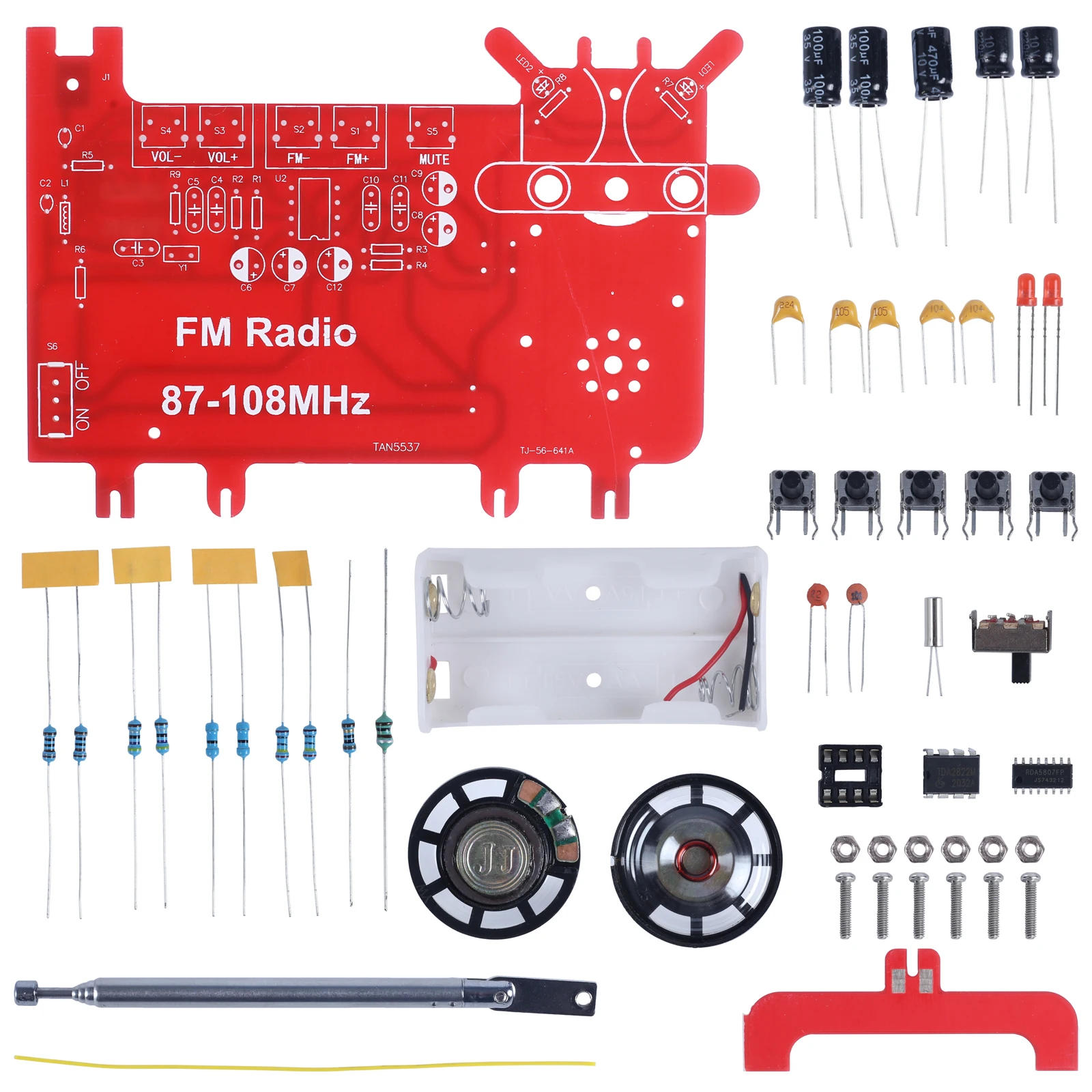 DIY FM Radio Electronic Soldering Kit Dual Channel Receiver With Charging 87MHz-108MHz RDA5807 DC 3.0V for Students/Beginners