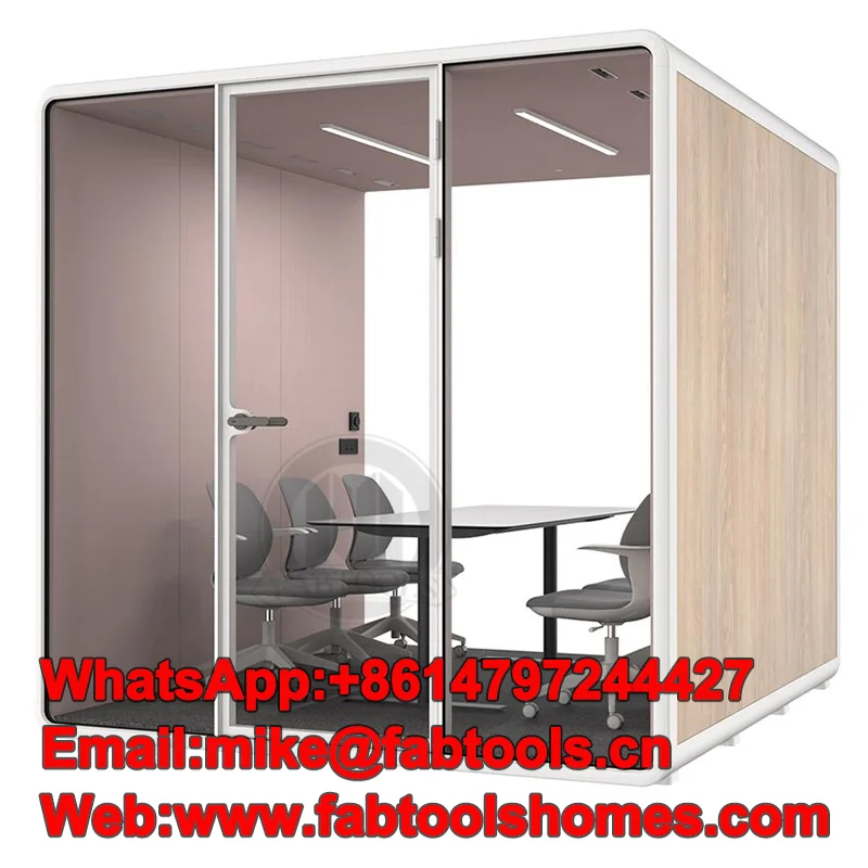 صندوق اجتماعات حديث يتسع لـ 6 أشخاص، سهل التركيب، يقلل من الضوضاء، جراب المكتب المفكك المقاوم للصوت المنزلي