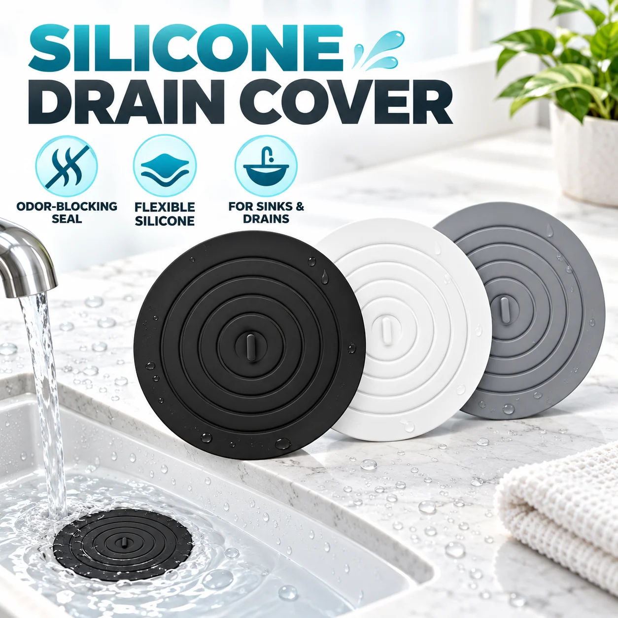  15cm Silicone Drain Plug Kitchen Floor Drain Sewer Anti-odor Leakage-proof Drain Cover  Suction Cup Cover Bathroom Accessories